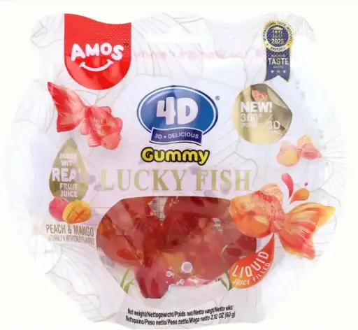 [17.7.27] Amos 4D Gummy lucky fish peach and mango flavor 60g